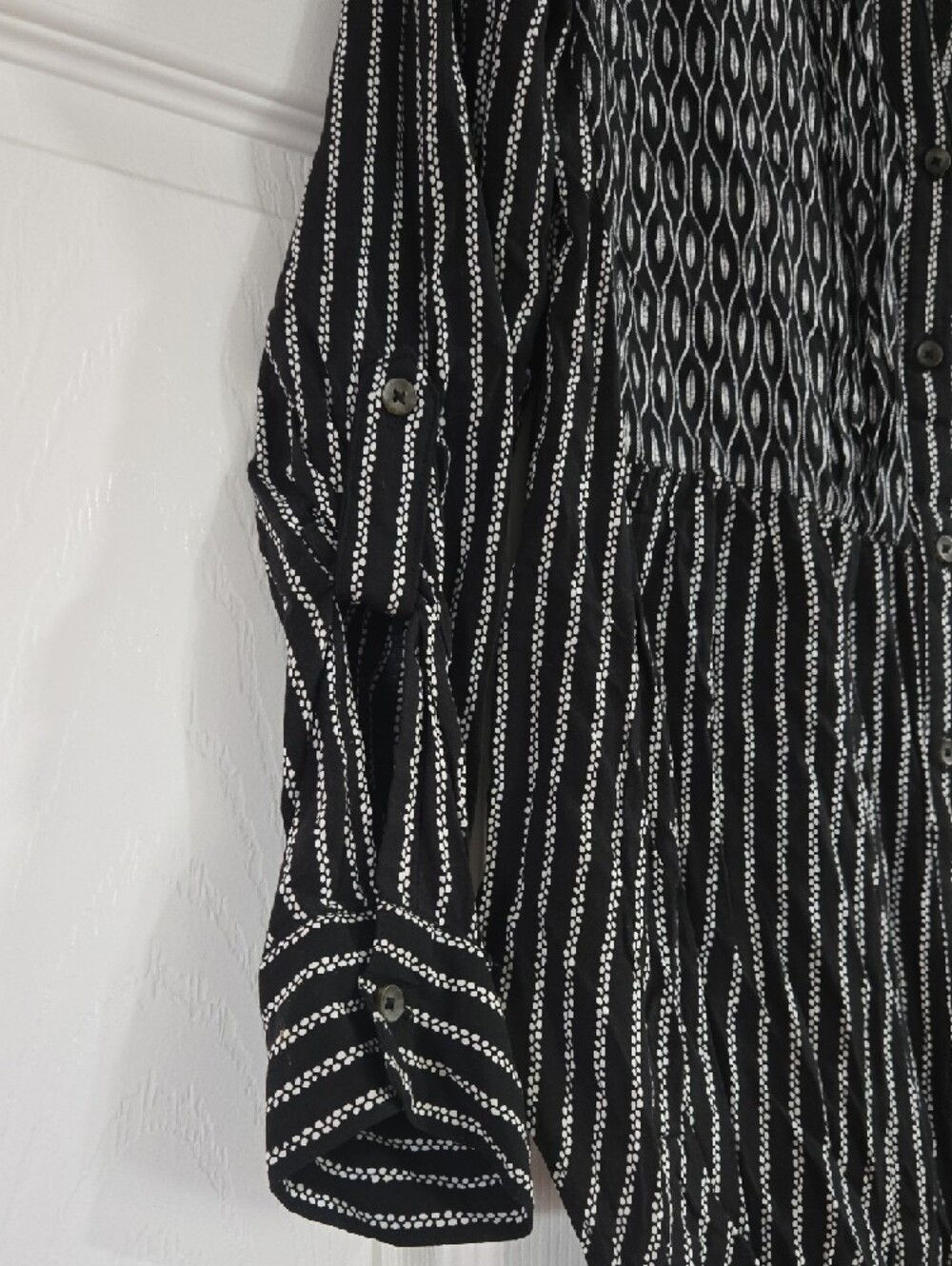 Anthropologie Calia Black & White Striped Geo-Print Tunic Size 10 - Picture 3 of 6